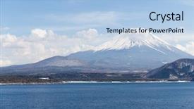  Presentation with mountain lake - Slide set featuring lake motosu and mountain fuji background and a light blue colored foreground