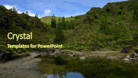  Presentation with island - Cool new slides with lake of fire in azores island of sao miguel backdrop and a tawny brown colored foreground