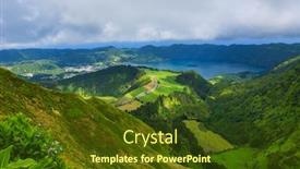  Presentation with lake - PPT layouts with lake-of-sete-cidades background and a tawny brown colored foreground