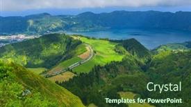  Presentation with lake - PPT layouts enhanced with lake-of-sete-cidades background and a tawny brown colored foreground