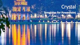  Presentation with vietnam hanoi - Audience pleasing presentation theme consisting of lake of the returned sword backdrop and a ocean colored foreground