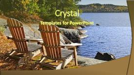  Presentation with chairs - Cool new PPT theme with adirondack chairs at shore backdrop and a tawny brown colored foreground