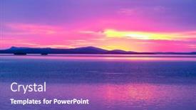  Presentation with lake - Presentation design featuring lake-on-a-cola-peninsula background and a violet colored foreground