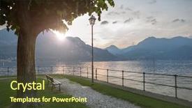  Presentation with arizona sunset view - Presentation theme with lake on sunset in bellagio background and a tawny brown colored foreground