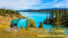  Presentation with black bear - PPT theme having lake on the rocks abraham background and a tawny brown colored foreground