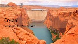  Presentation with free dam - PPT theme featuring lake powell dam in page background and a coral colored foreground