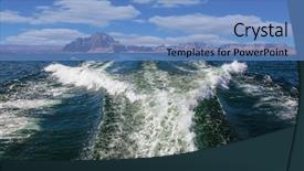  Presentation with powell river - Colorful slide deck enhanced with lake powell on the colorado river foamy trace of a motor boat crosses the emerald waters in the distance the coast of red sandstone backdrop and a teal colored foreground