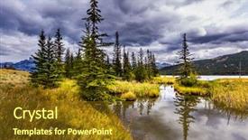  Presentation with rain clouds - Colorful slide deck enhanced with lake rain clouds hover backdrop and a tawny brown colored foreground