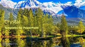  Presentation with spruce - Beautiful PPT theme featuring lake reflected the evergreen spruce and snow-capped alps city park is illuminated by the sunset concept of active ecological tourism the mountain resort of chamonix haute-savoie backdrop and a tawny brown colored foreground