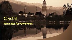  Presentation with ancient china - Slides enhanced with lake reflection at sunrise yunnan background and a wine colored foreground