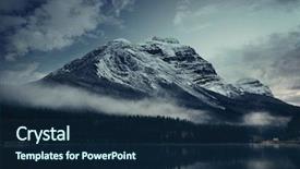  Presentation with mountain snow - Slide set consisting of lake reflection in a foggy background and a navy blue colored foreground