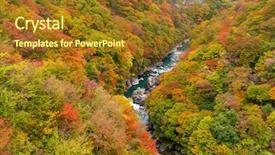  Presentation with aqua - PPT theme having aqua orange - autumn landscape in kinugawa background and a tawny brown colored foreground