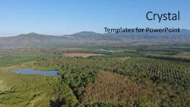  Presentation with oil palm plantation - Presentation design having rubber and palm oil plantation background and a light blue colored foreground