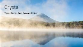  Presentation with japan shop - Presentation theme featuring lake-saiko-japan background and a light blue colored foreground