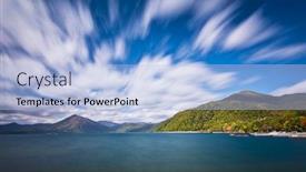  Presentation with national - Audience pleasing PPT theme consisting of lake-shikotsu-at-shikotsu-toya backdrop and a light blue colored foreground
