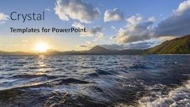  Presentation with hokkaido - Cool new presentation with lake-shikotsu-at-sunset backdrop and a light blue colored foreground