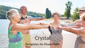  Presentation with gymnastics - Amazing slides having lake shore doing gymnastics backdrop and a soft green colored foreground