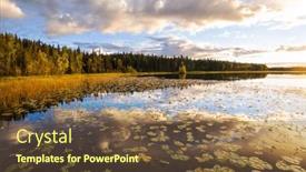  Presentation with dawn - Slide deck having lake-shore-in-the-summer background and a tawny brown colored foreground