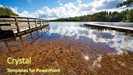  Presentation with low angle view of fictitious - Amazing slide deck having lake shore wide angle view backdrop and a  colored foreground