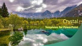  Presentation with cold water - Presentation theme featuring lake-shores-are-flooded-multicolored background and a tawny brown colored foreground