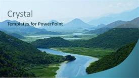  Presentation with beautiful mountains river lake sky nature - Audience pleasing presentation consisting of lake-skadar-in-montenegro-panorama backdrop and a sky blue colored foreground