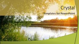  Presentation with stream - PPT theme having lake stream - landscape with the river background and a yellow colored foreground