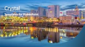  Presentation with dusk - PPT theme with lake stream - newark new jersey usa skyline background and a teal colored foreground