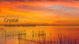  Presentation with sunset - Presentation design consisting of lake sunset in el saler background and a gold colored foreground