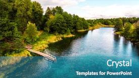  Presentation with russia city - Theme featuring lake surrounded by forest maximum background and a teal colored foreground