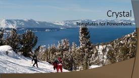  Presentation with ski - Colorful presentation theme enhanced with lake tahoe - ski school backdrop and a light blue colored foreground