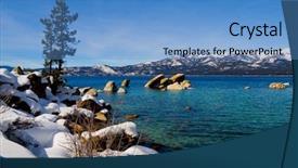  Presentation with tahoe - Beautiful theme featuring lake tahoe in winter backdrop and a teal colored foreground