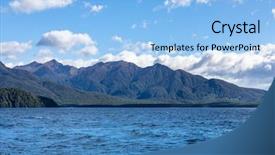  Presentation with maori new zealand native bush - Presentation design with lake te anau new zealand background and a light blue colored foreground
