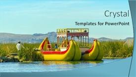  Presentation with lake - Theme featuring lake-titicaca-peru-totora-boat background and a  colored foreground