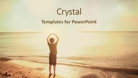  Presentation with hands heart - Cool new presentation design with lake vacation - boy on the beach making backdrop and a  colored foreground