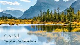  Presentation with fall mountains - Cool new PPT theme with lake-vermillon-among-the-yellow backdrop and a light blue colored foreground