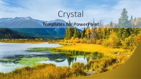  Presentation with fall lake - Presentation theme featuring lake-vermillon-among-the-yellow background and a light blue colored foreground