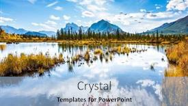  Presentation with fall lake - PPT theme consisting of lake-vermillon-among-the-yellow background and a  colored foreground