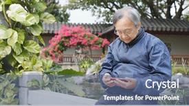  Presentation with retail smart phone shopping - Amazing PPT layouts having lake video - old man watching on smart backdrop and a ocean colored foreground