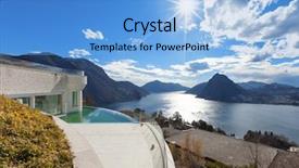  Presentation with view of colonial architecture - Slide deck enhanced with lake view from a building background and a  colored foreground