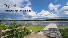  Presentation with lake dock - Audience pleasing presentation consisting of lake-view-of-a-dock backdrop and a light blue colored foreground
