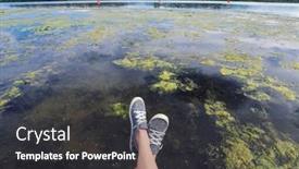  Presentation with lake dock - Amazing slide deck having lake-view-of-a-woman backdrop and a dark gray colored foreground