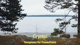  Presentation with woodland - Presentation theme enhanced with lake view through the forest background and a  colored foreground