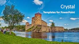  Presentation with 15th century - Presentation design featuring lake view with grass background and a teal colored foreground