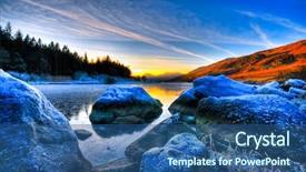  Presentation with mountain lake - Amazing slide deck having lake view with mountain range backdrop and a ocean colored foreground