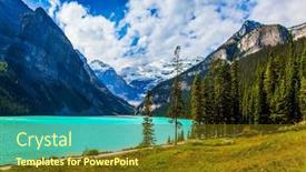  Presentation with forests - Cool new presentation design with lake-with-azure-water backdrop and a tawny brown colored foreground