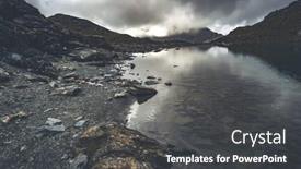  Presentation with under water - Audience pleasing theme consisting of lake-with-clear-water-under backdrop and a dark gray colored foreground
