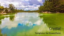  Presentation with colorful water droplets - Slides with lake with colorful opaque water background and a gold colored foreground