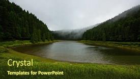  Presentation with seeing through fog - Audience pleasing slide deck consisting of lake-with-fog-creeping-through backdrop and a tawny brown colored foreground