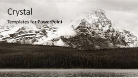  Presentation with banff national park - Audience pleasing PPT theme consisting of lake with fog in banff backdrop and a light gray colored foreground