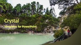  Presentation with green lake - Audience pleasing presentation consisting of lake with light green opaque backdrop and a tawny brown colored foreground